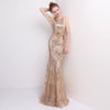 [Final Sale] Champagne Sleeveless Sequins Formal Dress/ Size L