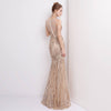 [Final Sale] Champagne Sleeveless Sequins Formal Dress/ Size L