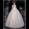 White Lace Flower V Cutting Sleeveless Wedding Gown