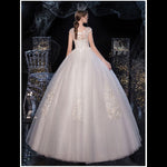 White Lace Flower V Cutting Sleeveless Wedding Gown