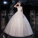 White Lace Flower V Cutting Sleeveless Wedding Gown