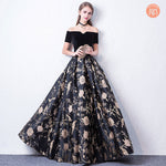 Fantastic Slash Neck Velvet Printed Prom Gala Dresses