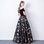 Fantastic Slash Neck Velvet Printed Prom Gala Dresses