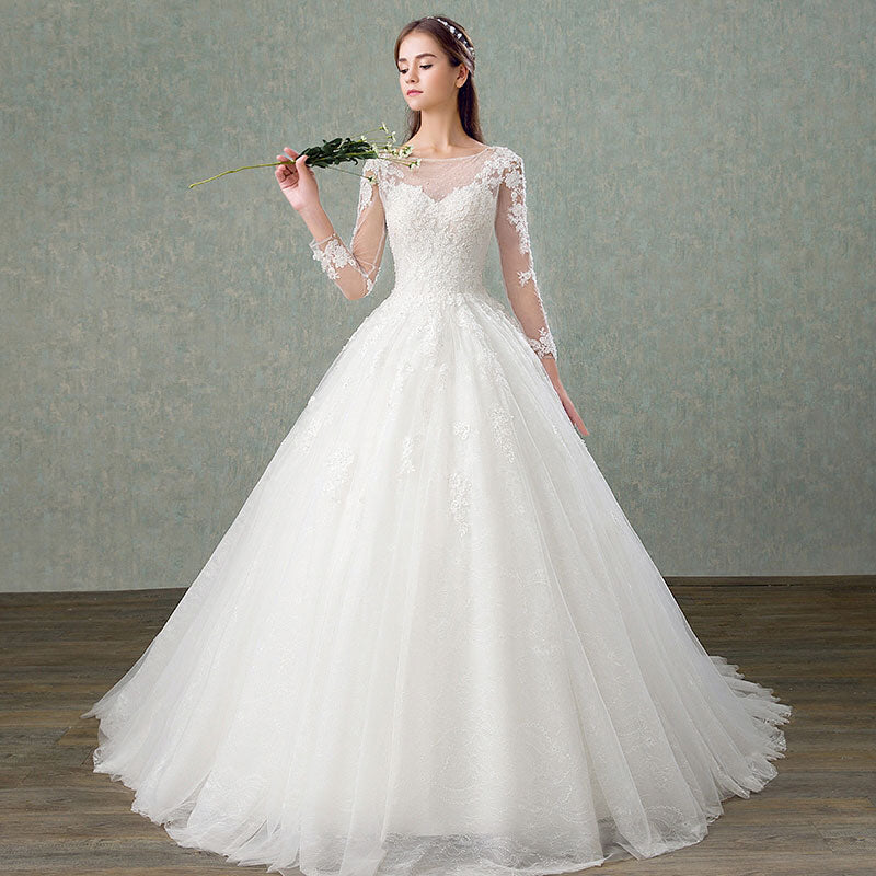 [Final Sale] Delicate Lace Tulle Cut Out Back Wedding Gown