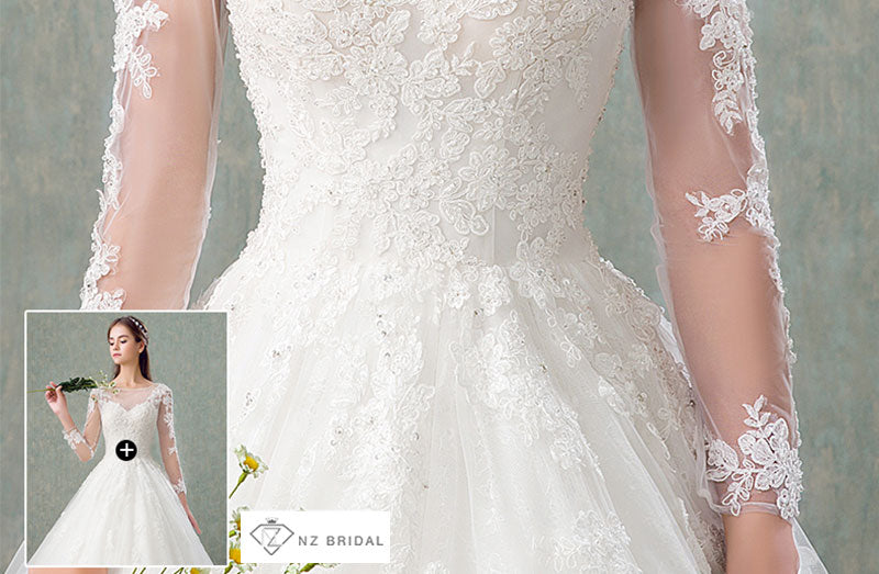 Delicate Lace Tulle Cut Out Back Wedding Gown