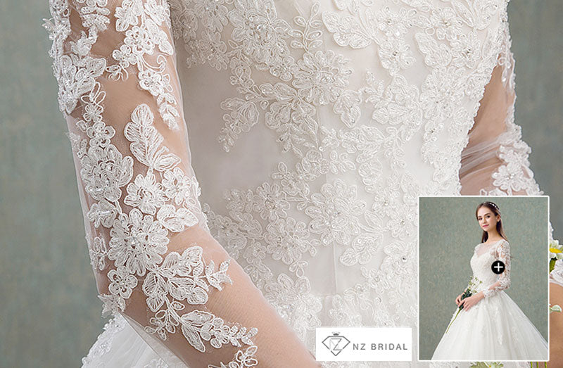 Delicate Lace Tulle Cut Out Back Wedding Gown