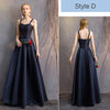 Straps Sweetheart Neckline Satin Navy Blue Bridesmaid Dresses Mix Match Styles A Line Flared with Bow Tie Waistband- NZ Bridal