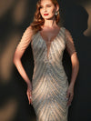 NZBridal Sequin Prom Dress 18691yey Camilla  Apricot Grey details