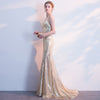 NzBridal Light Gold Spaghetti Straps Sparkling Evening Night Dress