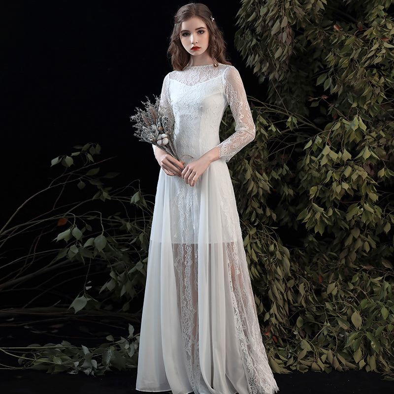 Multi-Ways Lace Detachable Tulle Skirt Bridal Shooting Dress