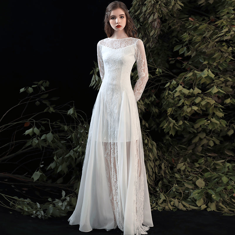 Multi-Ways Lace Detachable Tulle Skirt Bridal Shooting Dress