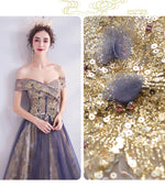 A Line Tulle And Sequin Fabric Formal Gown