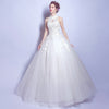 Stand Collar Hollowed Back Sleeveless Beaded Wedding Gown