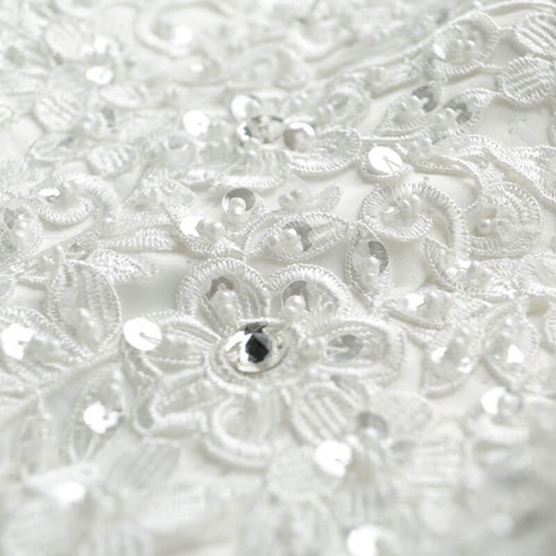 Stand Collar Hollowed Back Sleeveless Beaded Wedding Gown