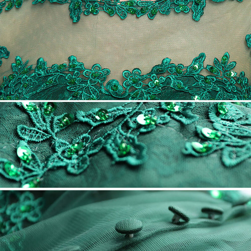Sheer Neck & Back Lace Appliqués Tea Length Mother Dresses