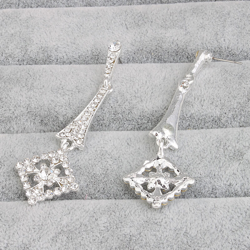 Wedding Square Earrings with Rhinestones