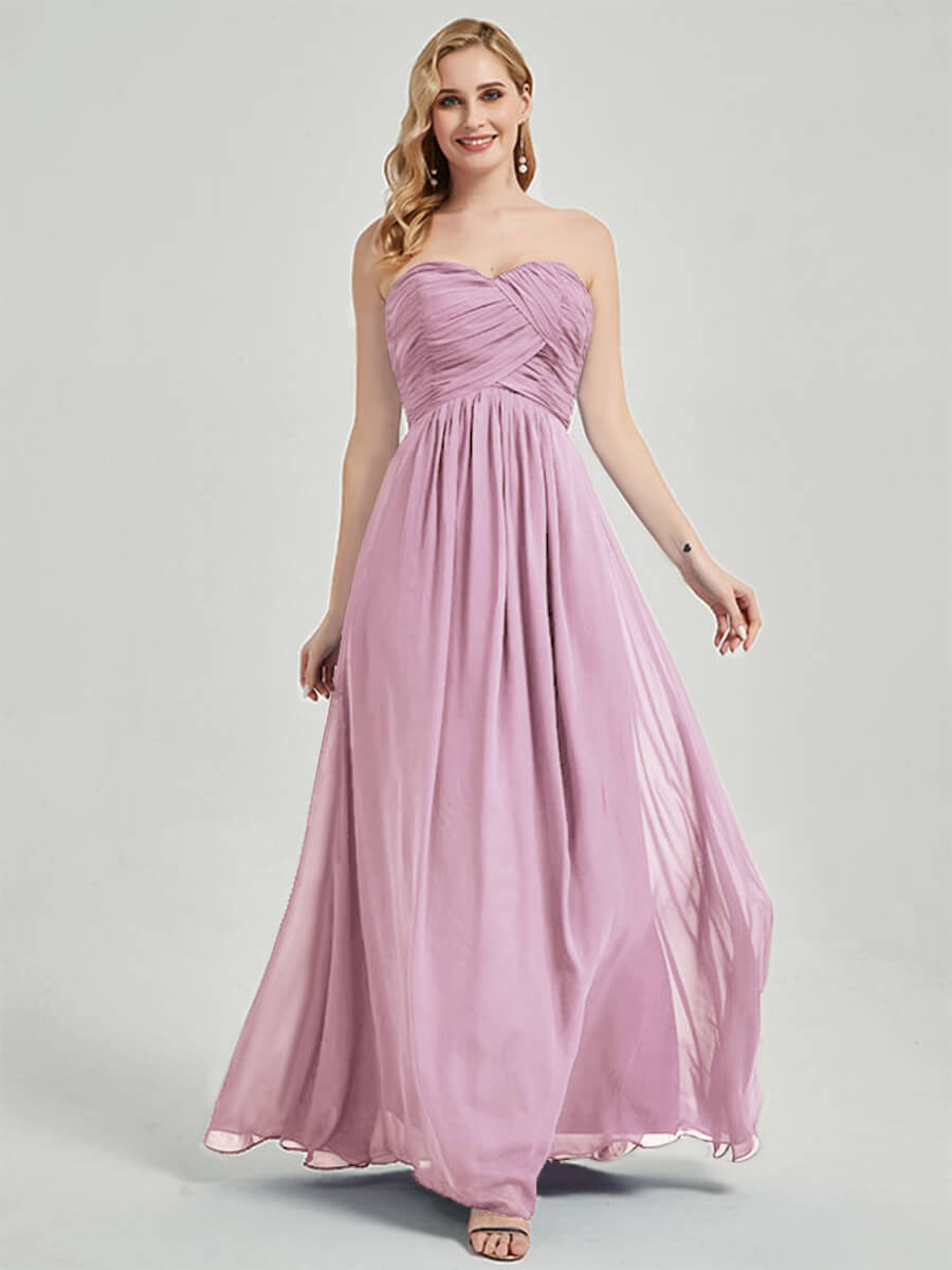 Mauve Strapless Maternity Bridesmaid Dress-Leela