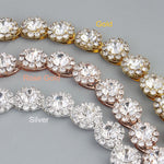 Flowers Crystal Satin Bridal Sash Wedding Belt for Brides