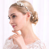 Flowers Crystal & Pearls Satin Wedding Hair Sash Belt for Brides