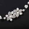 Flowers Crystal & Pearls Satin Wedding Hair Sash Belt for Brides