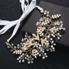 Crystal & Pearls Wedding Hair Sash Belt for Brides