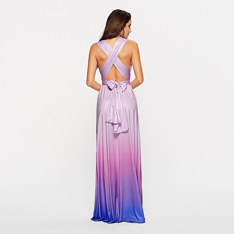 [Final Sale]Women's Gradient Purple Infinity Wrap Bridesmaid Dress