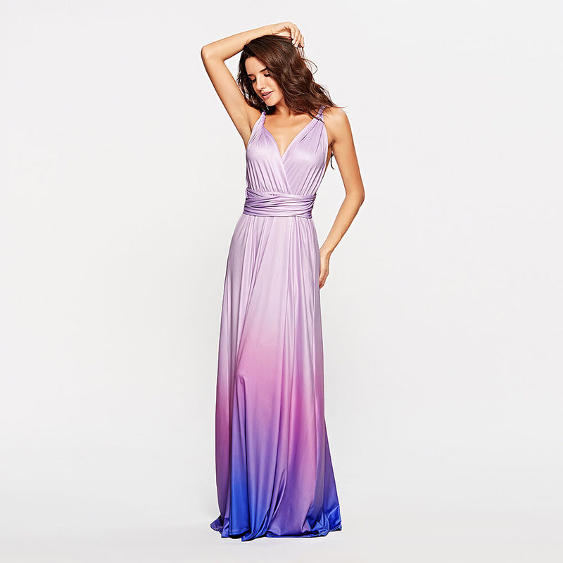 [Final Sale]Women's Gradient Purple Infinity Wrap Bridesmaid Dress