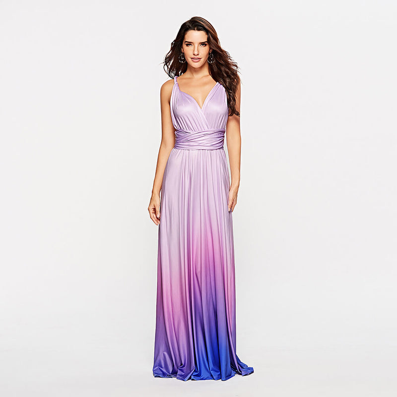 [Final Sale]Women's Gradient Purple Infinity Wrap Bridesmaid Dress