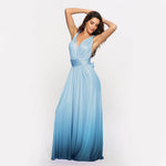 [Final Sale]Women's Gradient Cornflower Blue Infinity Wrap Bridesmaid Dress