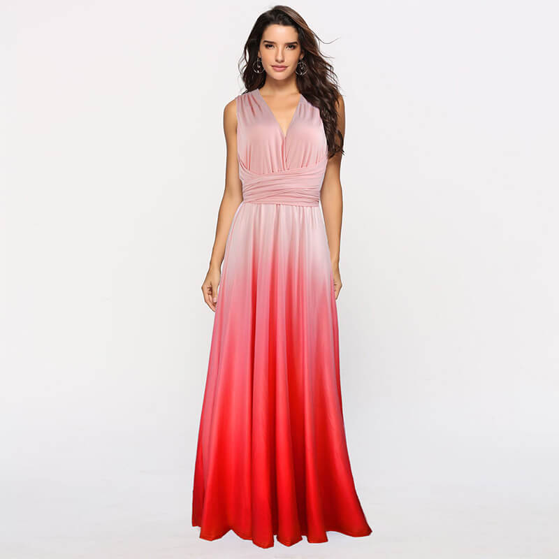 [Final Sale]Women's Gradient Pink Infinity Wrap Bridesmaid Dress