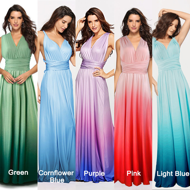 Women's Gradient Cornflower Blue Infinity Wrap Bridesmaid Dress