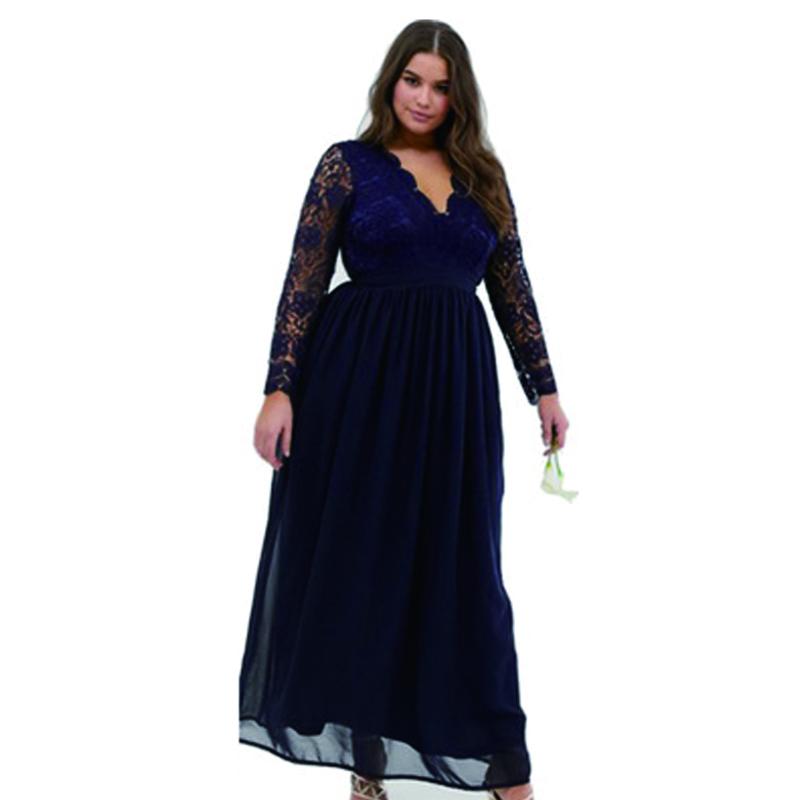 NZBridal Large Size Sexy V Neck Backless Lace Longth Sleeves Spell Chiffon Dress Long Skirt Cocktail Party Dresses
