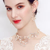 Handcraft Wedding Earrings Necklace Set with Rhinestones& Pearls