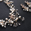 Handcraft Wedding Earrings Necklace Set with Rhinestones& Pearls