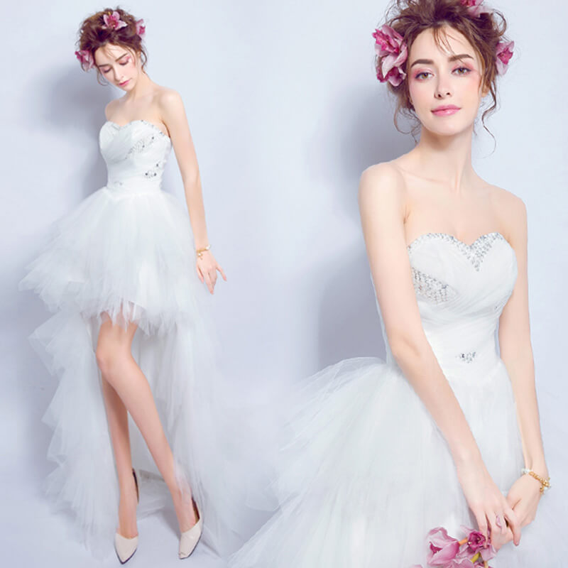 Sweetheart Neck length with a sweep train Dress