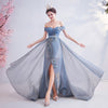 Short Sleeves Tulle Fabric Formal Dress