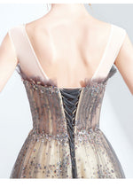 Illusion Neckline Sleeveless Sequin A-line Ball Gown