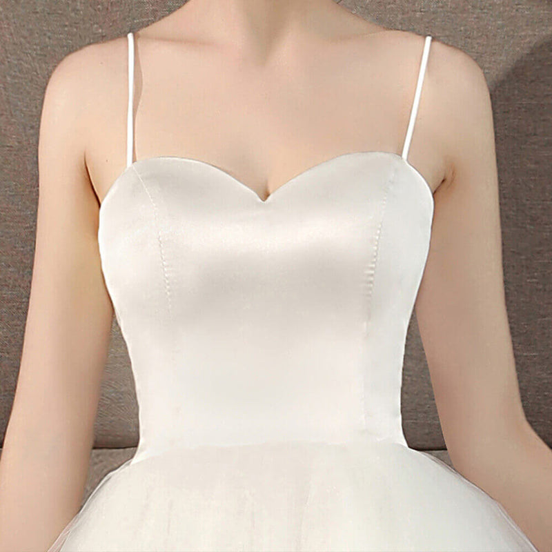 Grace Ballet Spaghetti Straps Sweetheart Satin Tulle Short Bridal Dress