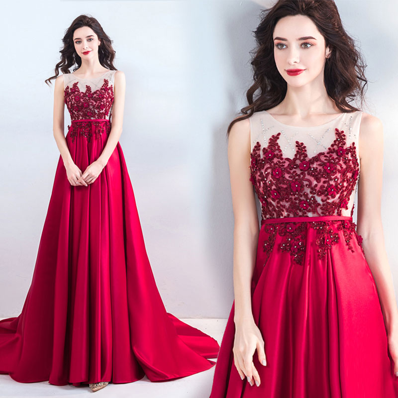 Lace up back Evening Party Dress