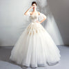 Vintage Sweetheart Gold Lace Ruffles Sleeves Slash Bridal Gown