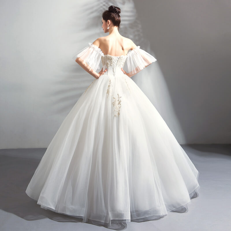White with Champagne Lace Bridal Gown