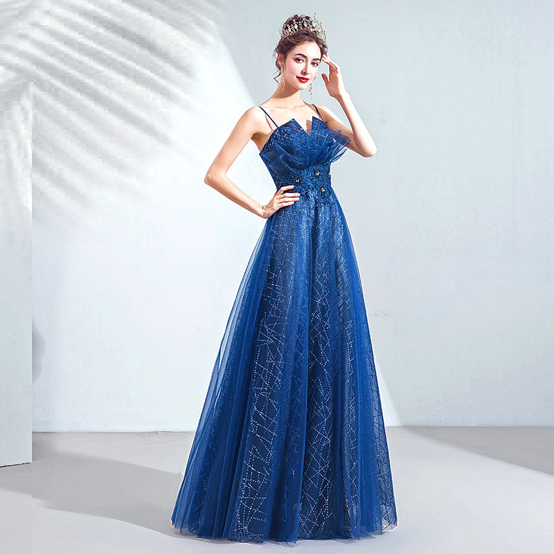 Spaghetti Straps Sequin Embroidery A-line Ball Gown