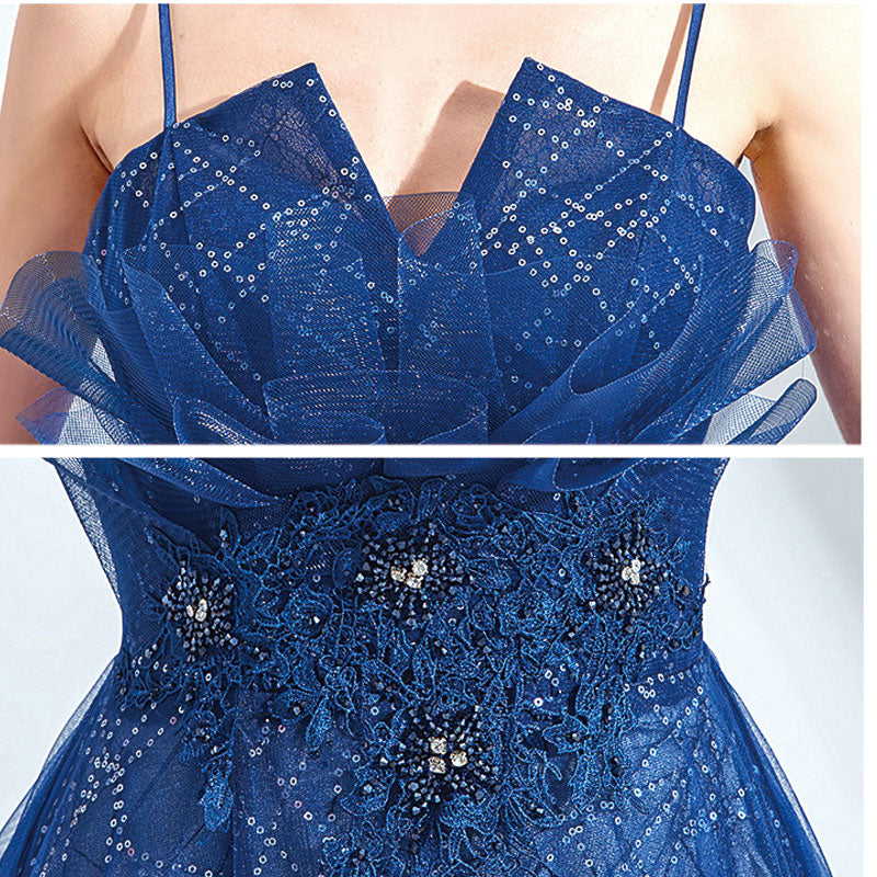 Spaghetti Straps Sequin Embroidery A-line Ball Gown