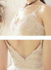 NZ Bridal Lace Applique V-neck Dimensional Cut Wedding Dress Sling Backless Simple Slim Wedding Gowns