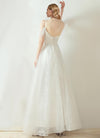 NZ Bridal A-Line Lace Up Strap Ruffle Sleeves Romantic Illusion Flared Dress Simple Slim Wedding Bridal Gowns