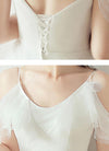 NZ Bridal A-Line Lace Up Strap Ruffle Sleeves Romantic Illusion Flared Dress Simple Slim Wedding Bridal Gowns