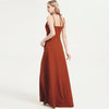 Rusty Red V-neckline Straps Long Bridesmaid Dresses