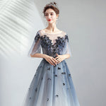 Floor Length Bell-sleeves Applique A-line Ball Gown