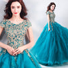 NZ Bridal Luxury Peacock Blue Pleated Skirt Lace Embroidery Wedding Dress Mesh Pettiskirt Gown Party Dress