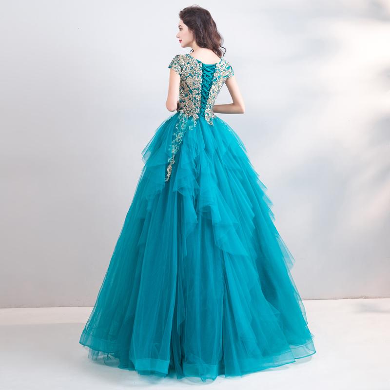 NZ Bridal Luxury Peacock Blue Pleated Skirt Lace Embroidery Wedding Dress Mesh Pettiskirt Gown Party Dress